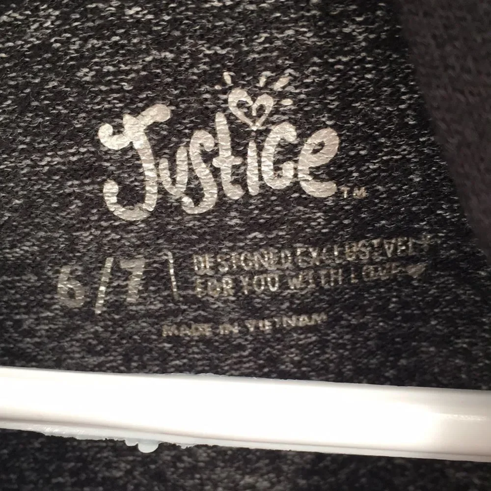 2 Justice Lightweight Girls Hoodie Long Sleeve Pocket Shirt Navy Black 6/7